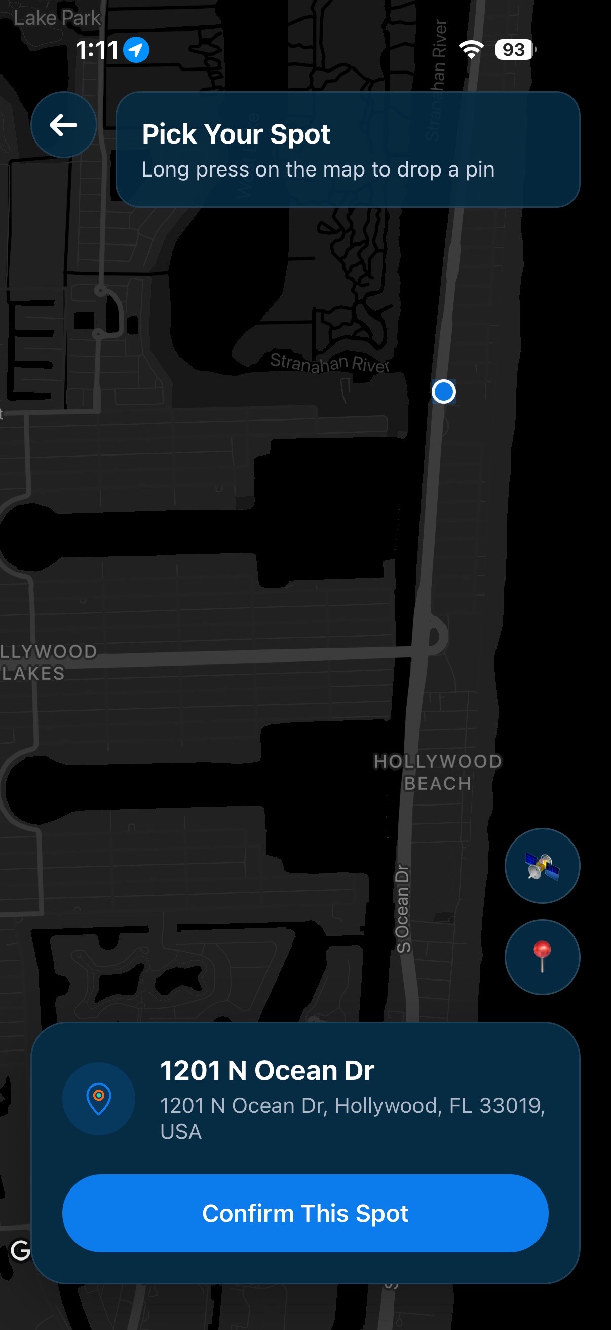Boujee Beachin app map view for picking your beach spot