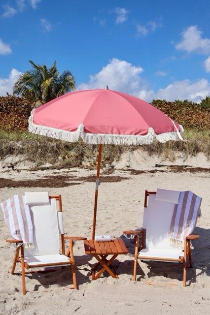 Elegant beach cabana with ocean view