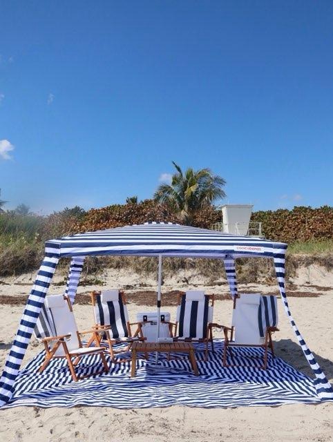 Luxury beach rental setup on Florida beach